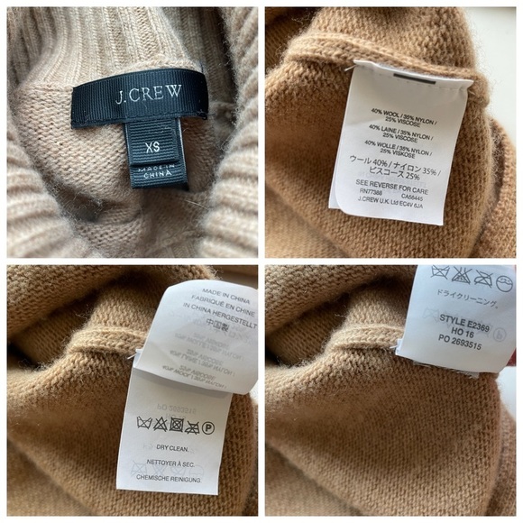 J. Crew Wool Turtleneck Sweater Brown Tan XSmall XS Pullover Hi Lo Cozy - Picture 6 of 10